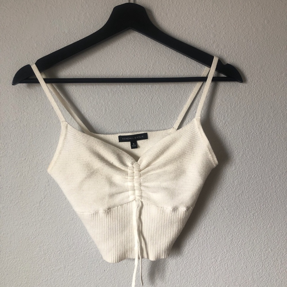 kendall & kylie knit cream white top